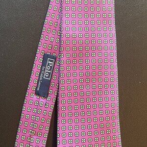 Polo for Ralph Lauren Purple Tie (White and Green Dot Geometric Pattern)